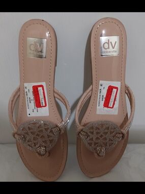Dolce Vita Nude Blush Embellished Thong Sandals